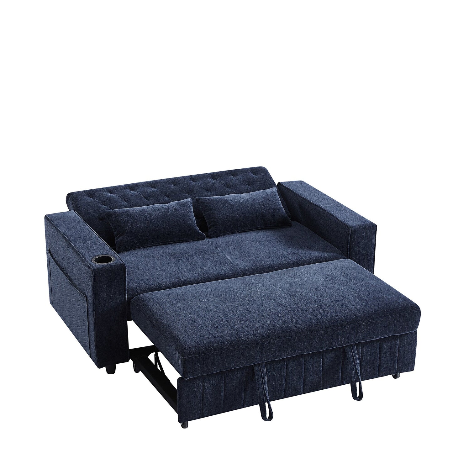 Roomfitters 61.4 Pull-Out Convertible Loveseat Sofa Bed with Adjustable Backrest for Living Room