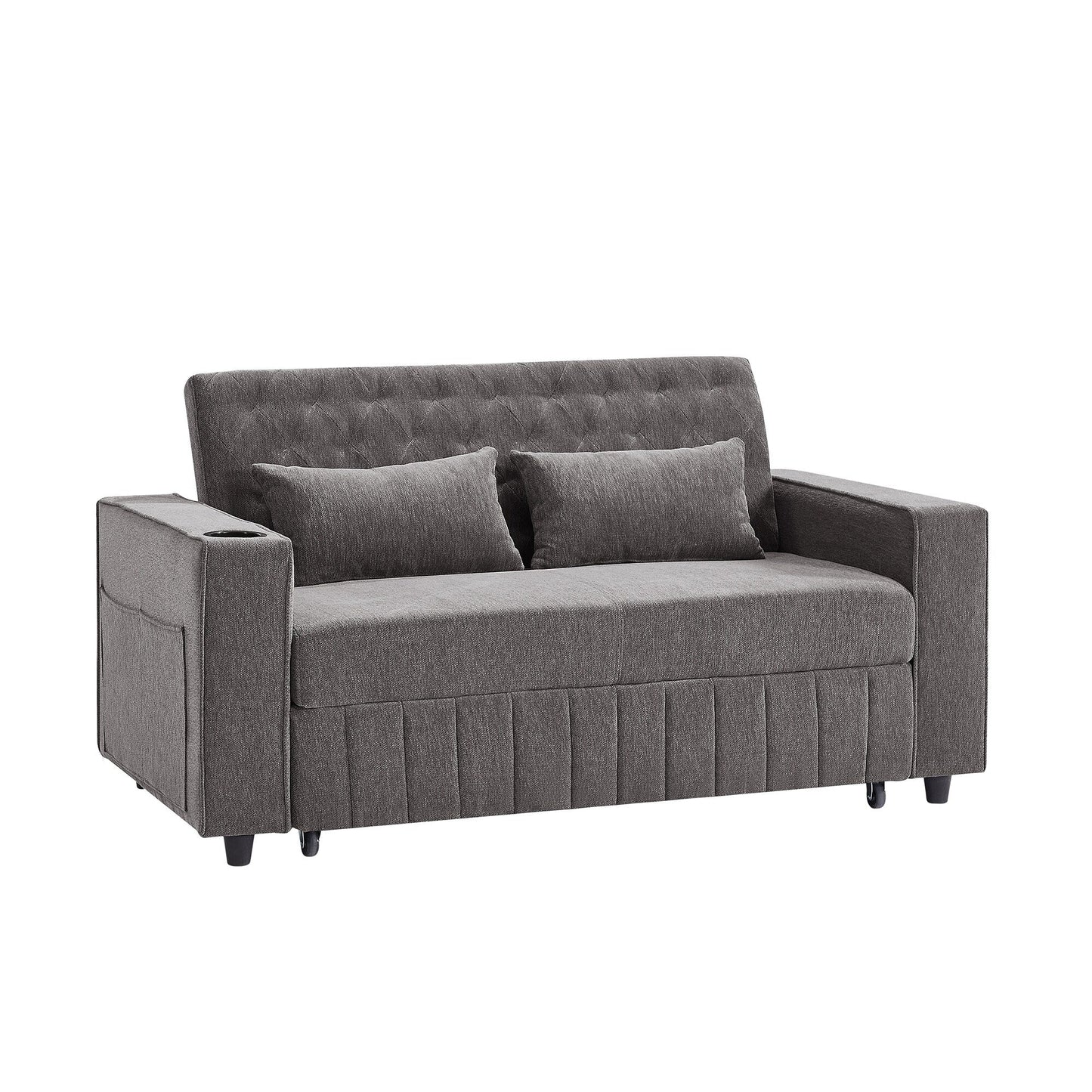 Roomfitters 61.4 Pull-Out Convertible Loveseat Sofa Bed with Adjustable Backrest for Living Room