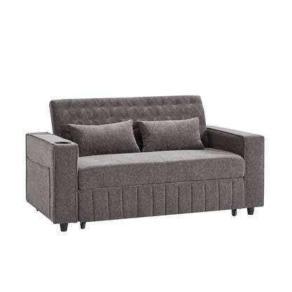 Roomfitters 61.4 Pull-Out Convertible Loveseat Sofa Bed with Adjustable Backrest for Living Room