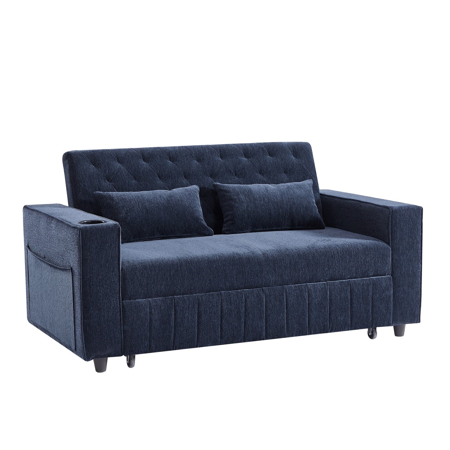 Roomfitters 61.4 Pull-Out Convertible Loveseat Sofa Bed with Adjustable Backrest for Living Room