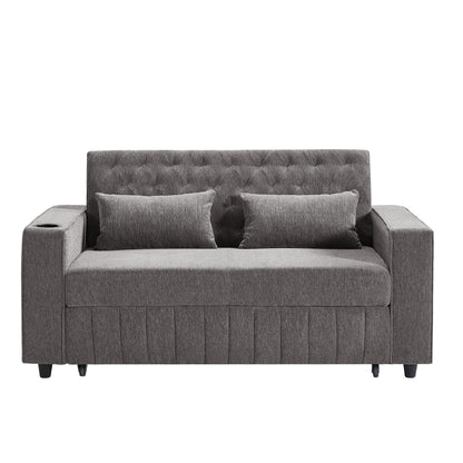 Roomfitters 61.4 Pull-Out Convertible Loveseat Sofa Bed with Adjustable Backrest for Living Room