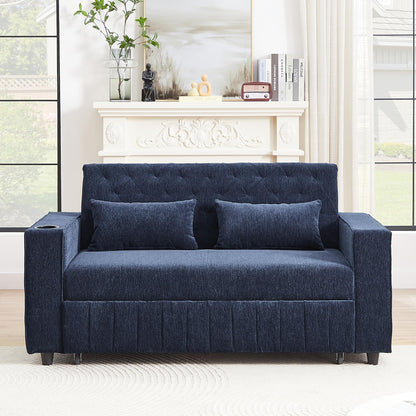 Roomfitters 61.4 Pull-Out Convertible Loveseat Sofa Bed with Adjustable Backrest for Living Room