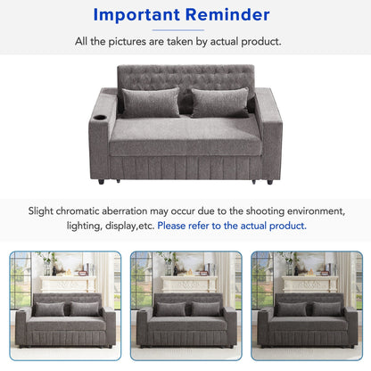 Roomfitters 61.4 Pull-Out Convertible Loveseat Sofa Bed with Adjustable Backrest for Living Room