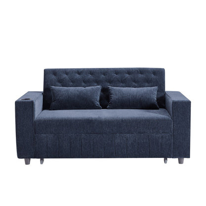 Roomfitters 61.4 Pull-Out Convertible Loveseat Sofa Bed with Adjustable Backrest for Living Room