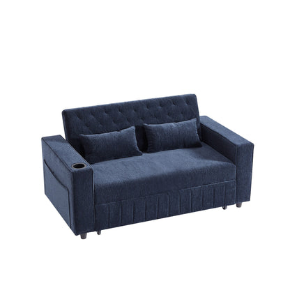 Roomfitters 61.4 Pull-Out Convertible Loveseat Sofa Bed with Adjustable Backrest for Living Room