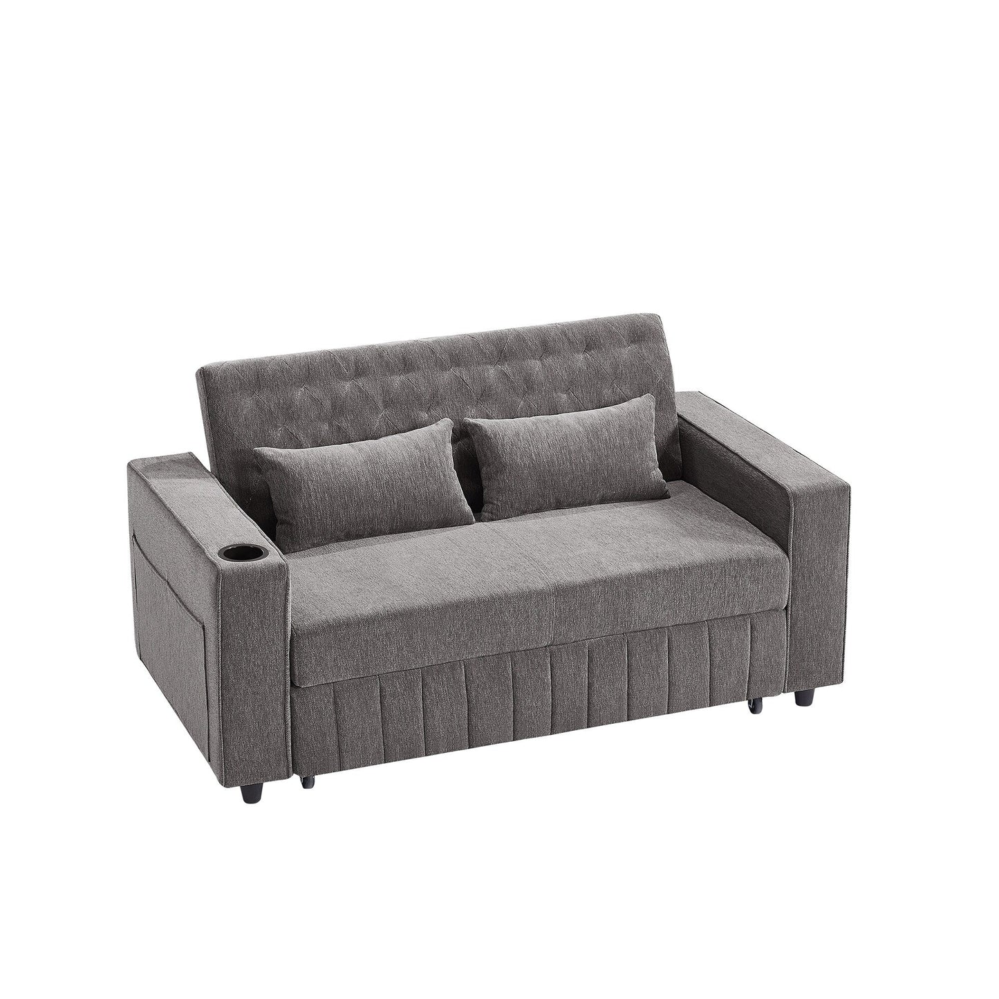 Roomfitters 61.4 Pull-Out Convertible Loveseat Sofa Bed with Adjustable Backrest for Living Room