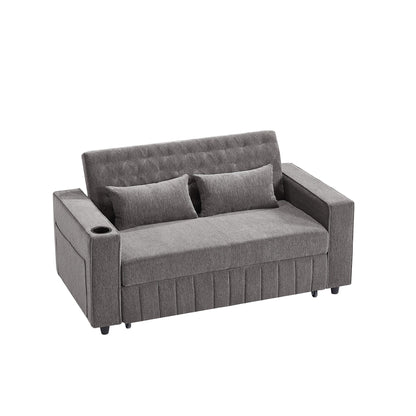 Roomfitters 61.4 Pull-Out Convertible Loveseat Sofa Bed with Adjustable Backrest for Living Room