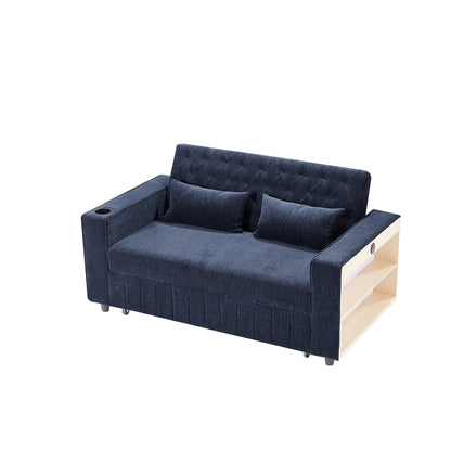 Roomfitters 61.4 Pull-Out Convertible Loveseat Sofa Bed with Adjustable Backrest for Living Room