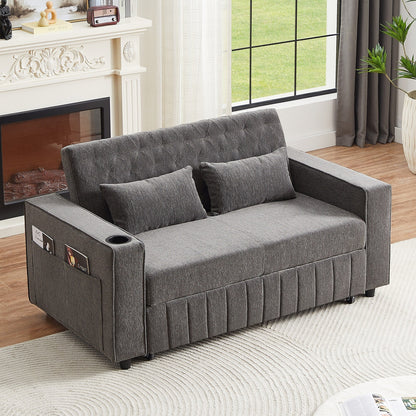 Roomfitters 61.4 Pull-Out Convertible Loveseat Sofa Bed with Adjustable Backrest for Living Room