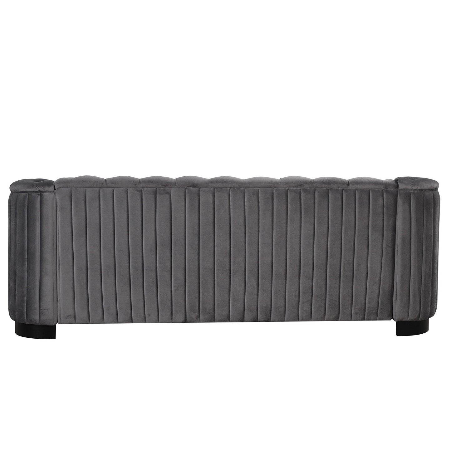 Roomfitters 82.4 Mid Century Modern Velvet Sofa Couch with Rubber Wood Legs and Thick Removable Seat Cushion, 3-Seater