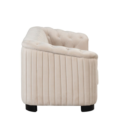 Roomfitters 82.4 Mid Century Modern Velvet Sofa Couch with Rubber Wood Legs and Thick Removable Seat Cushion, 3-Seater