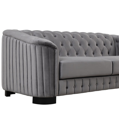 Roomfitters 82.4 Mid Century Modern Velvet Sofa Couch with Rubber Wood Legs and Thick Removable Seat Cushion, 3-Seater