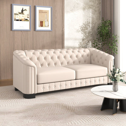 Roomfitters 82.4 Mid Century Modern Velvet Sofa Couch with Rubber Wood Legs and Thick Removable Seat Cushion, 3-Seater
