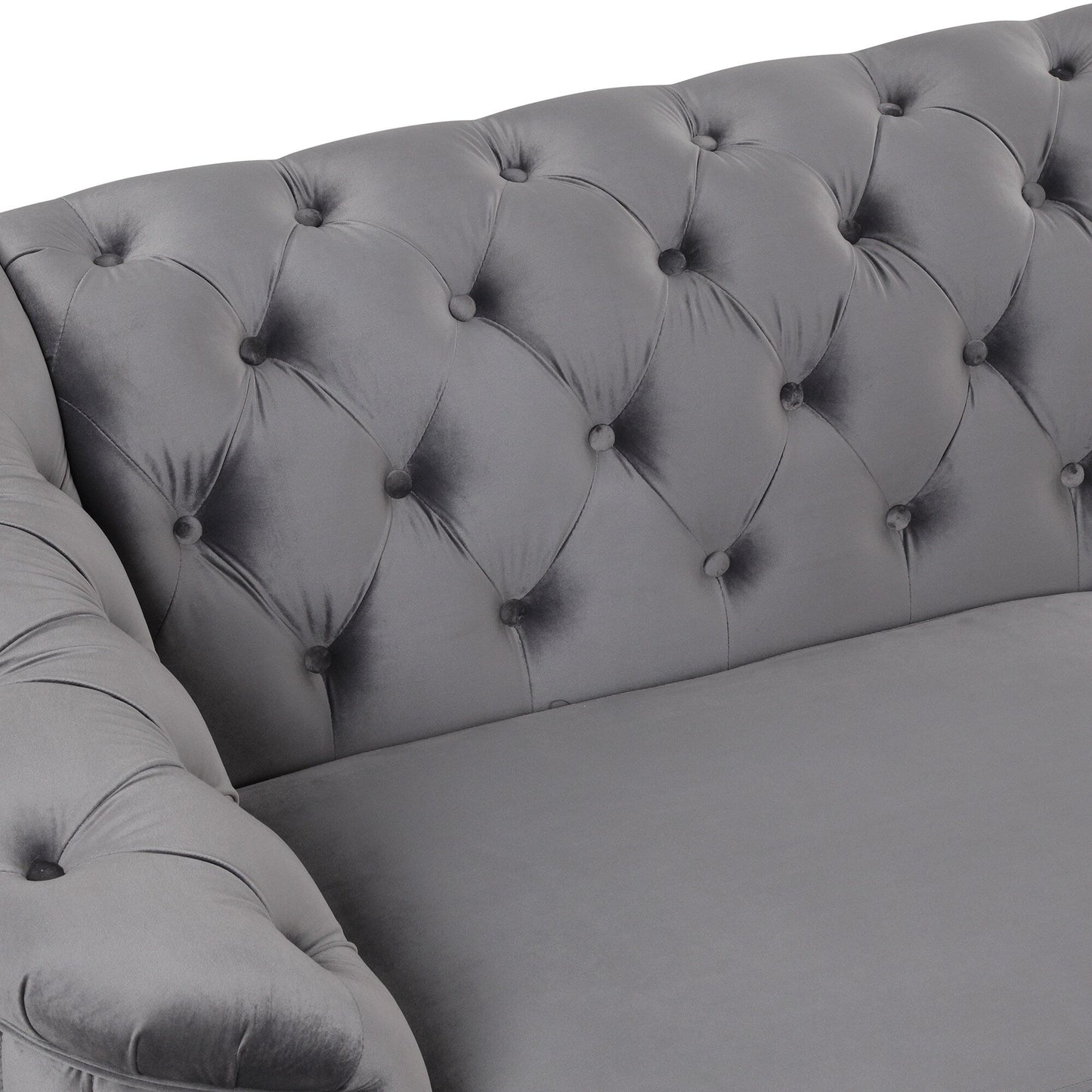 Roomfitters 82.4 Mid Century Modern Velvet Sofa Couch with Rubber Wood Legs and Thick Removable Seat Cushion, 3-Seater