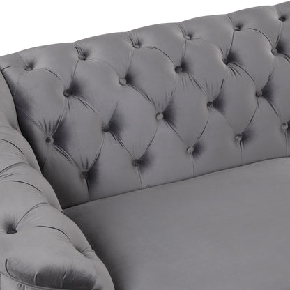Roomfitters 82.4 Mid Century Modern Velvet Sofa Couch with Rubber Wood Legs and Thick Removable Seat Cushion, 3-Seater