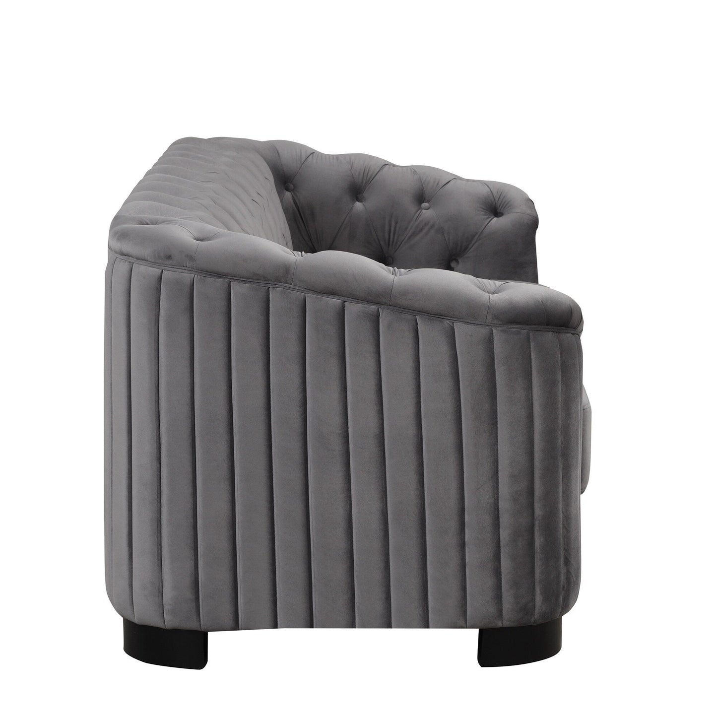 Roomfitters 82.4 Mid Century Modern Velvet Sofa Couch with Rubber Wood Legs and Thick Removable Seat Cushion, 3-Seater