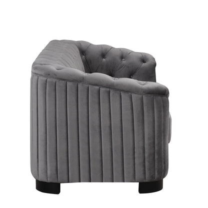Roomfitters 82.4 Mid Century Modern Velvet Sofa Couch with Rubber Wood Legs and Thick Removable Seat Cushion, 3-Seater
