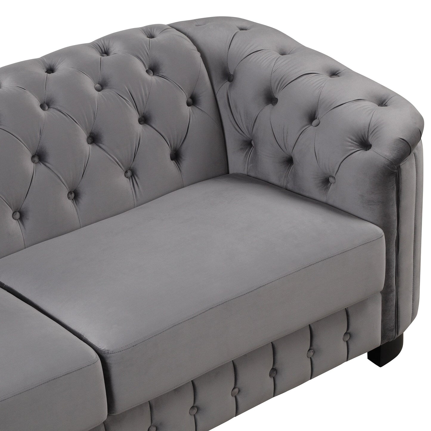 Roomfitters 82.4 Mid Century Modern Velvet Sofa Couch with Rubber Wood Legs and Thick Removable Seat Cushion, 3-Seater