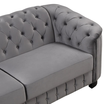 Roomfitters 82.4 Mid Century Modern Velvet Sofa Couch with Rubber Wood Legs and Thick Removable Seat Cushion, 3-Seater