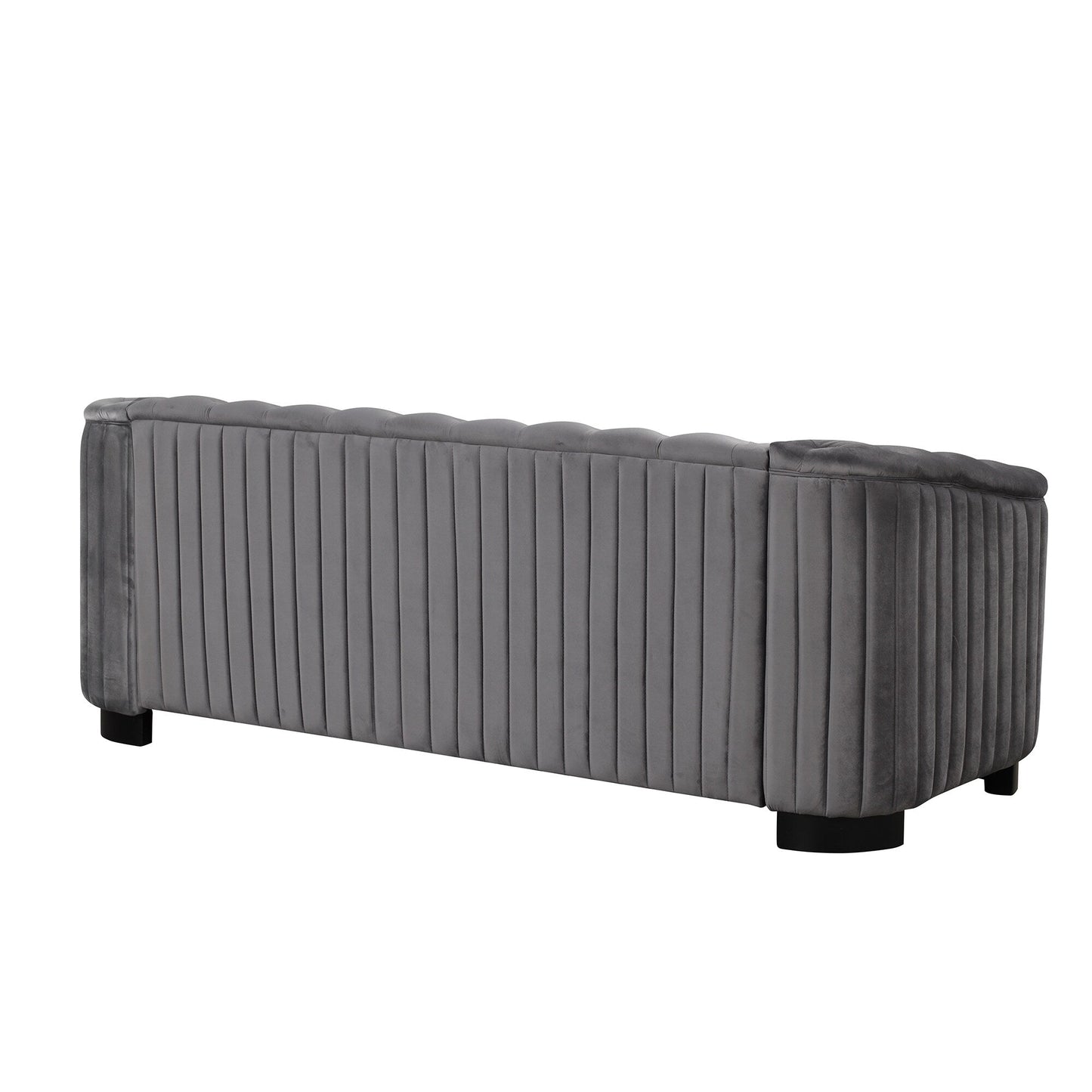 Roomfitters 82.4 Mid Century Modern Velvet Sofa Couch with Rubber Wood Legs and Thick Removable Seat Cushion, 3-Seater