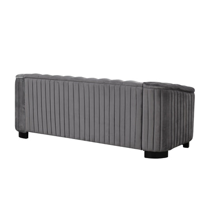 Roomfitters 82.4 Mid Century Modern Velvet Sofa Couch with Rubber Wood Legs and Thick Removable Seat Cushion, 3-Seater