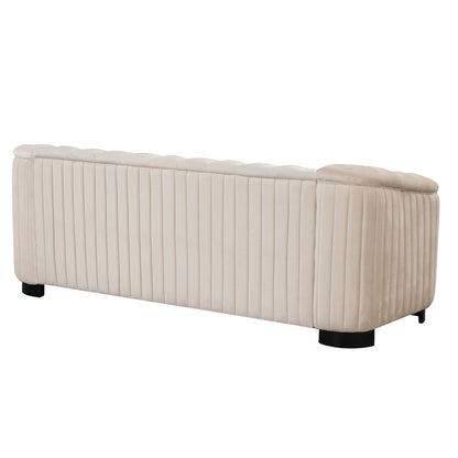 Roomfitters 82.4 Mid Century Modern Velvet Sofa Couch with Rubber Wood Legs and Thick Removable Seat Cushion, 3-Seater