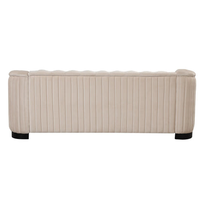 Roomfitters 82.4 Mid Century Modern Velvet Sofa Couch with Rubber Wood Legs and Thick Removable Seat Cushion, 3-Seater