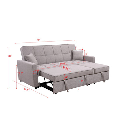 Roomfitters 83 Oversized Upholstered Sofa Bed with Pull-Out Couch Bed & Adjustable Backrest, 3-Seater Convertible Sleeper Sofa