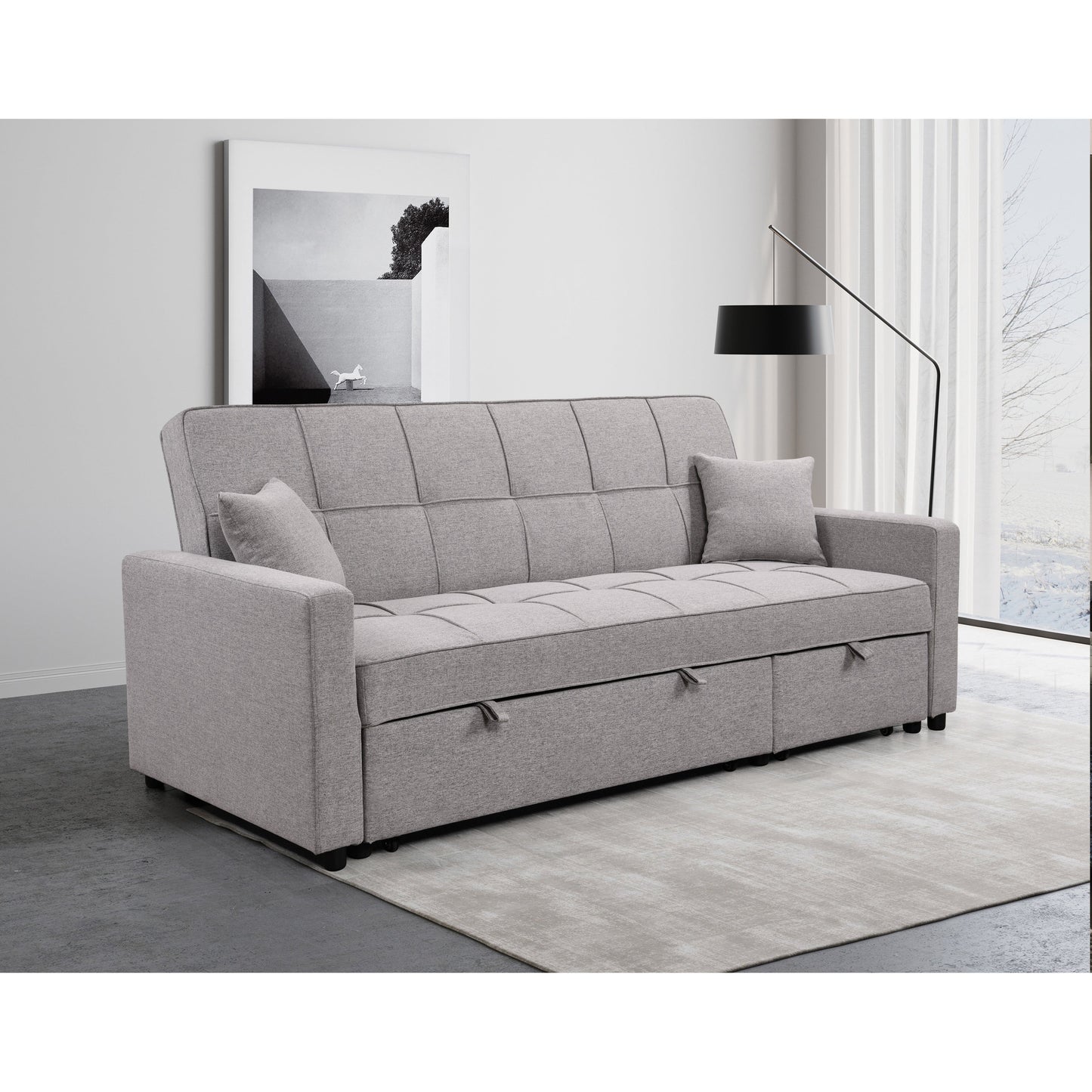 Roomfitters 83 Oversized Upholstered Sofa Bed with Pull-Out Couch Bed & Adjustable Backrest, 3-Seater Convertible Sleeper Sofa