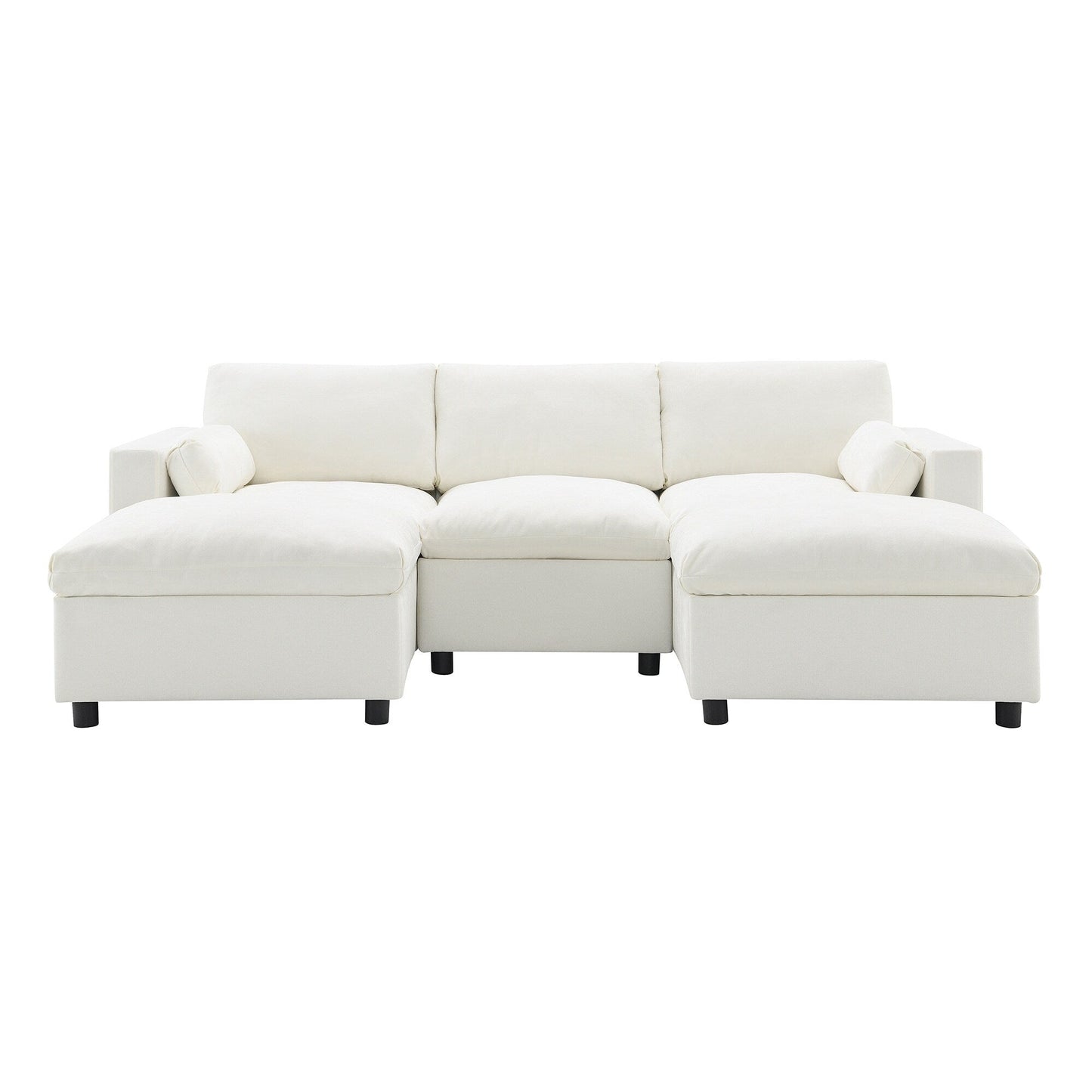 Roomfitters 86.5 Chenille Modular Sectional Sofa, Storage Pockets, 5 Seat U-Shaped Couch with Pillows & 2 Ottomans