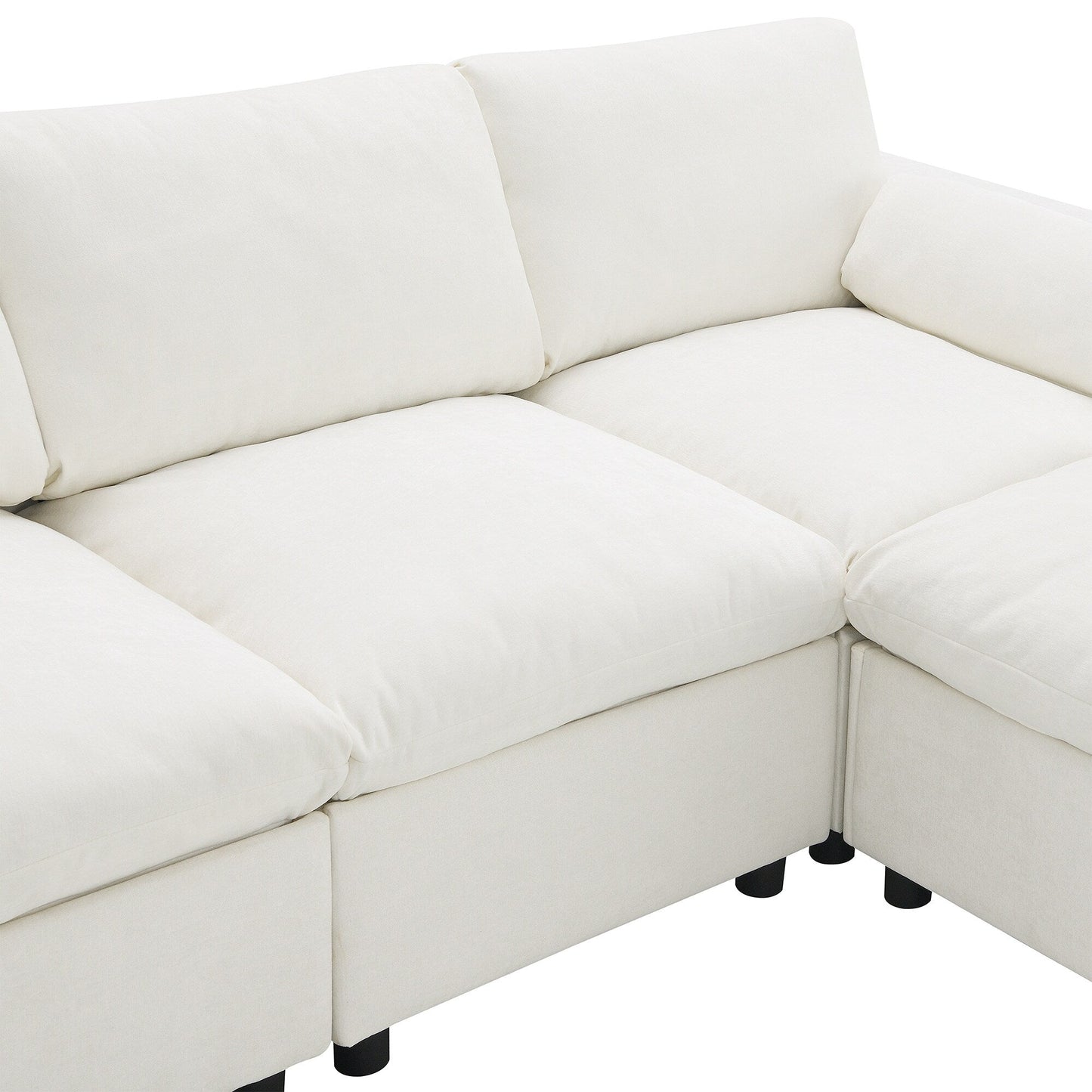 Roomfitters 86.5 Chenille Modular Sectional Sofa, Storage Pockets, 5 Seat U-Shaped Couch with Pillows & 2 Ottomans