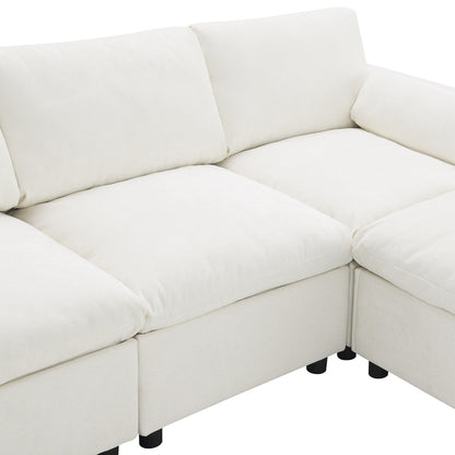 Roomfitters 86.5 Chenille Modular Sectional Sofa, Storage Pockets, 5 Seat U-Shaped Couch with Pillows & 2 Ottomans