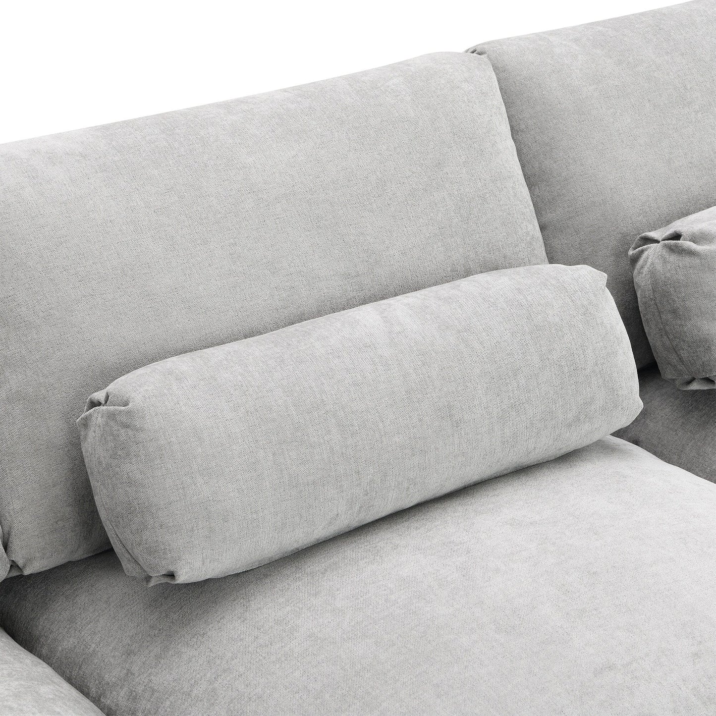 Roomfitters 86.5 Chenille Modular Sectional Sofa, Storage Pockets, 5 Seat U-Shaped Couch with Pillows & 2 Ottomans