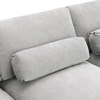 Roomfitters 86.5 Chenille Modular Sectional Sofa, Storage Pockets, 5 Seat U-Shaped Couch with Pillows & 2 Ottomans