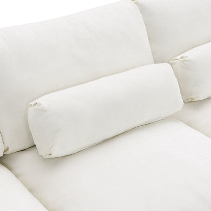 Roomfitters 86.5 Chenille Modular Sectional Sofa, Storage Pockets, 5 Seat U-Shaped Couch with Pillows & 2 Ottomans