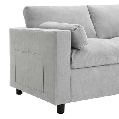 Roomfitters 86.5 Chenille Modular Sectional Sofa, Storage Pockets, 5 Seat U-Shaped Couch with Pillows & 2 Ottomans