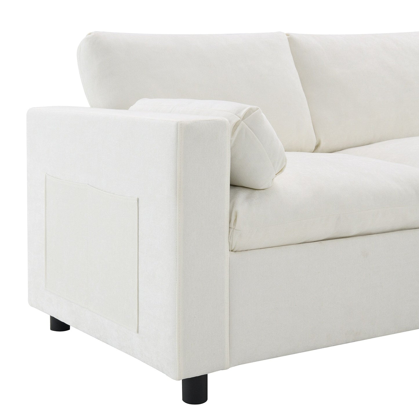 Roomfitters 86.5 Chenille Modular Sectional Sofa, Storage Pockets, 5 Seat U-Shaped Couch with Pillows & 2 Ottomans