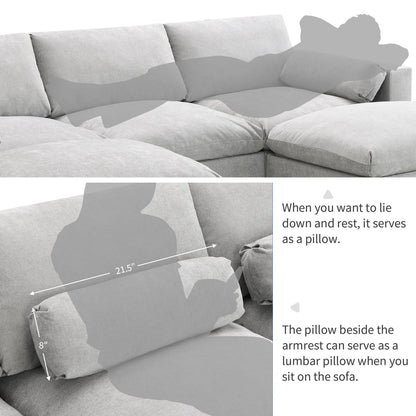 Roomfitters 86.5 Chenille Modular Sectional Sofa, Storage Pockets, 5 Seat U-Shaped Couch with Pillows & 2 Ottomans