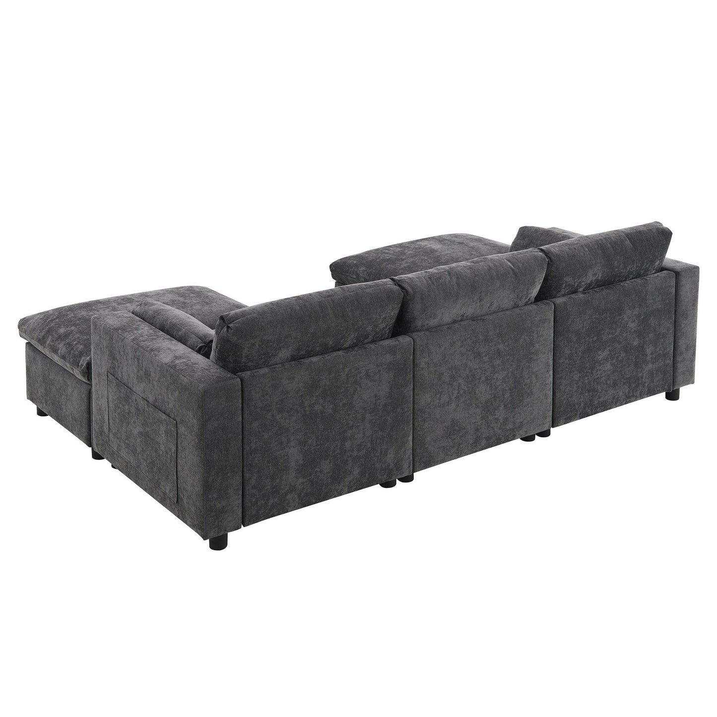 Roomfitters 86.5 Chenille Modular Sectional Sofa, Storage Pockets, 5 Seat U-Shaped Couch with Pillows & 2 Ottomans