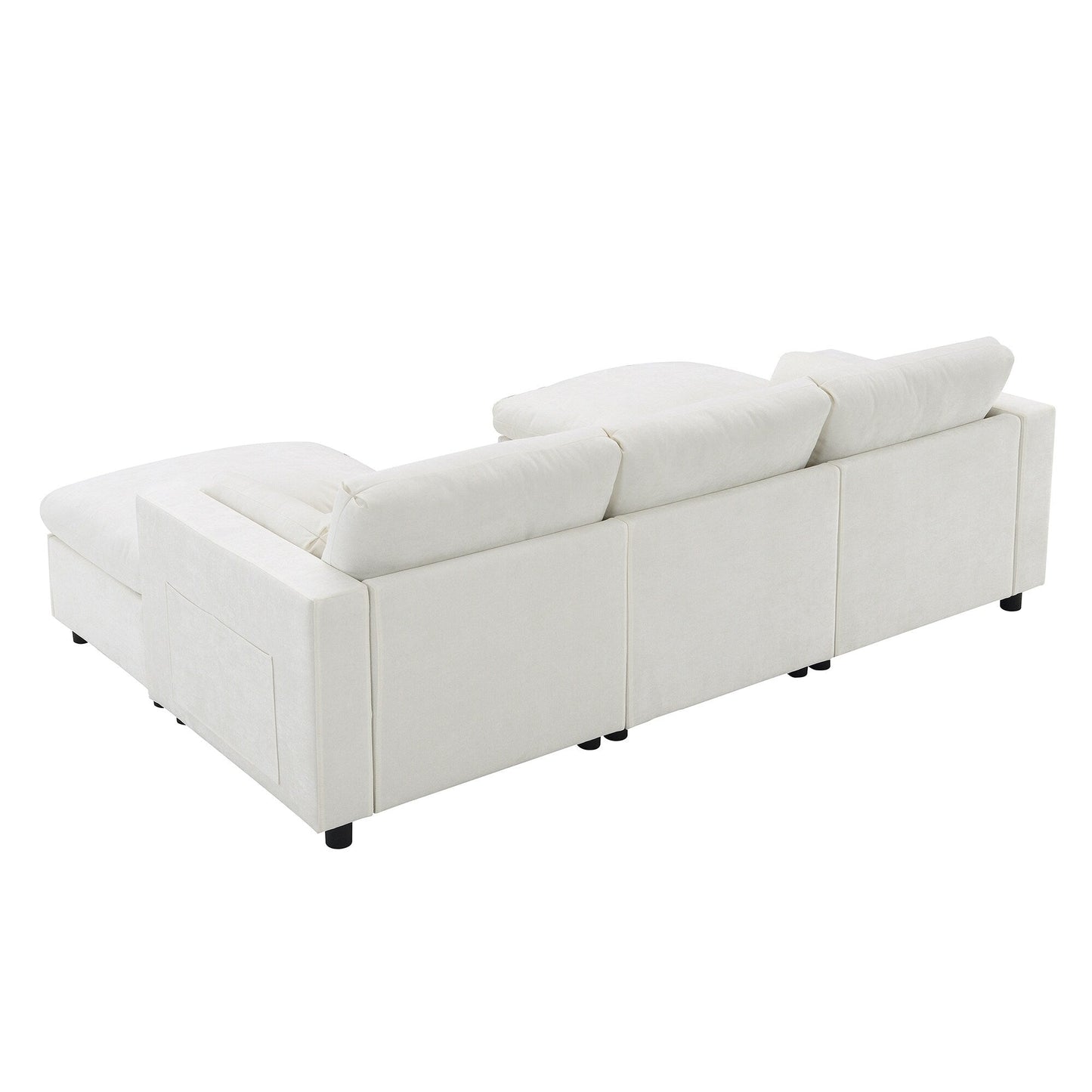 Roomfitters 86.5 Chenille Modular Sectional Sofa, Storage Pockets, 5 Seat U-Shaped Couch with Pillows & 2 Ottomans