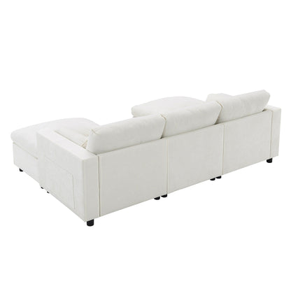 Roomfitters 86.5 Chenille Modular Sectional Sofa, Storage Pockets, 5 Seat U-Shaped Couch with Pillows & 2 Ottomans