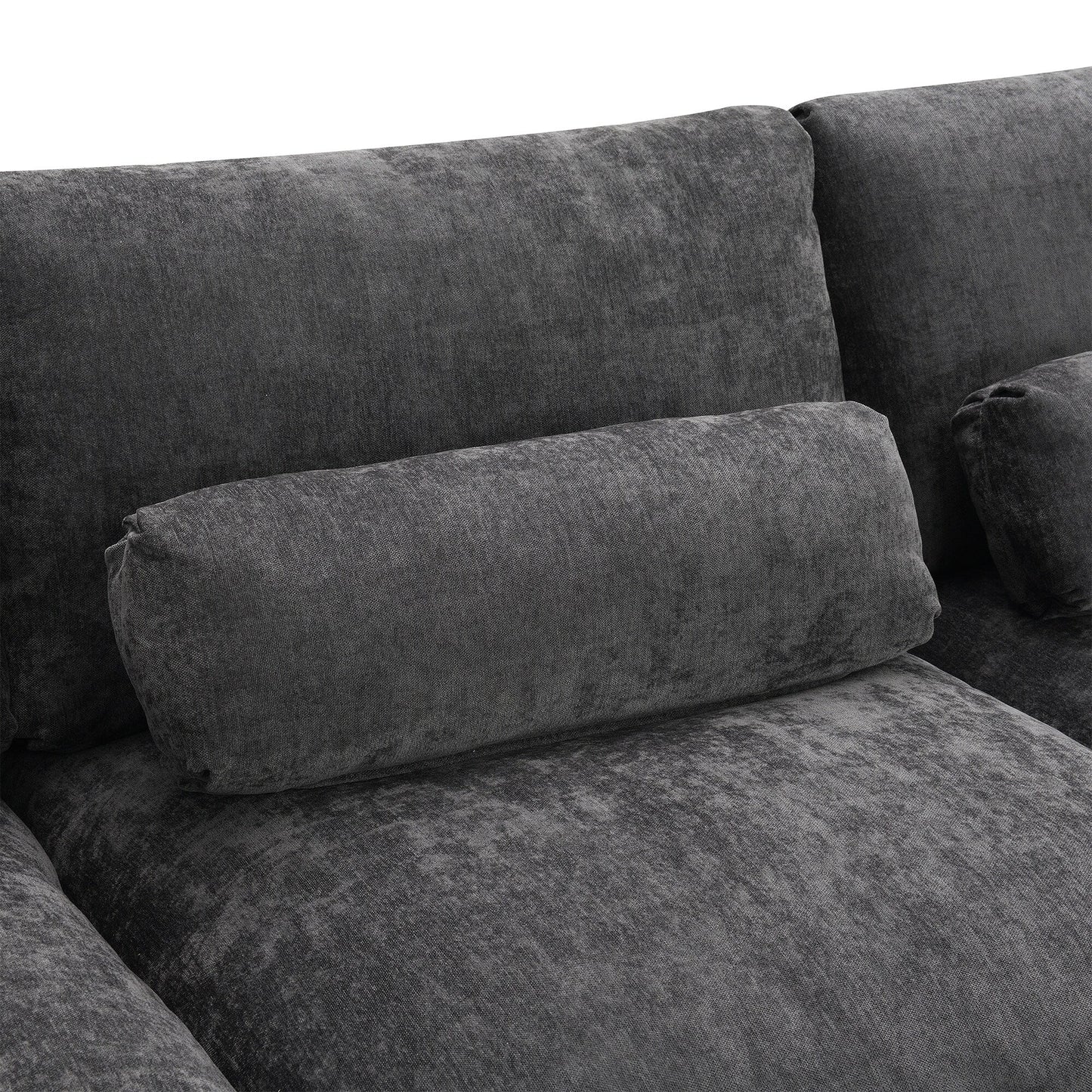 Roomfitters 86.5 Chenille Modular Sectional Sofa, Storage Pockets, 5 Seat U-Shaped Couch with Pillows & 2 Ottomans