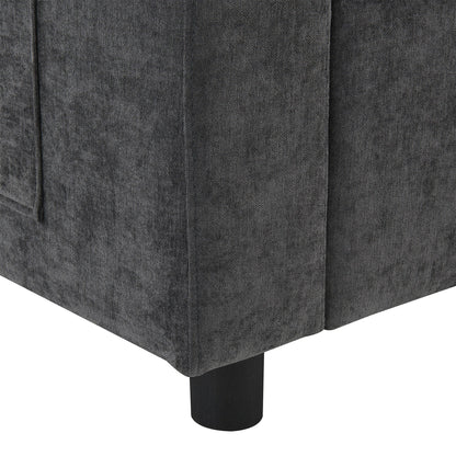 Roomfitters 86.5 Chenille Modular Sectional Sofa, Storage Pockets, 5 Seat U-Shaped Couch with Pillows & 2 Ottomans