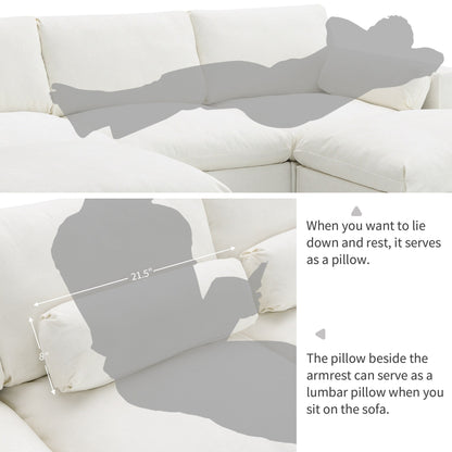 Roomfitters 86.5 Chenille Modular Sectional Sofa, Storage Pockets, 5 Seat U-Shaped Couch with Pillows & 2 Ottomans