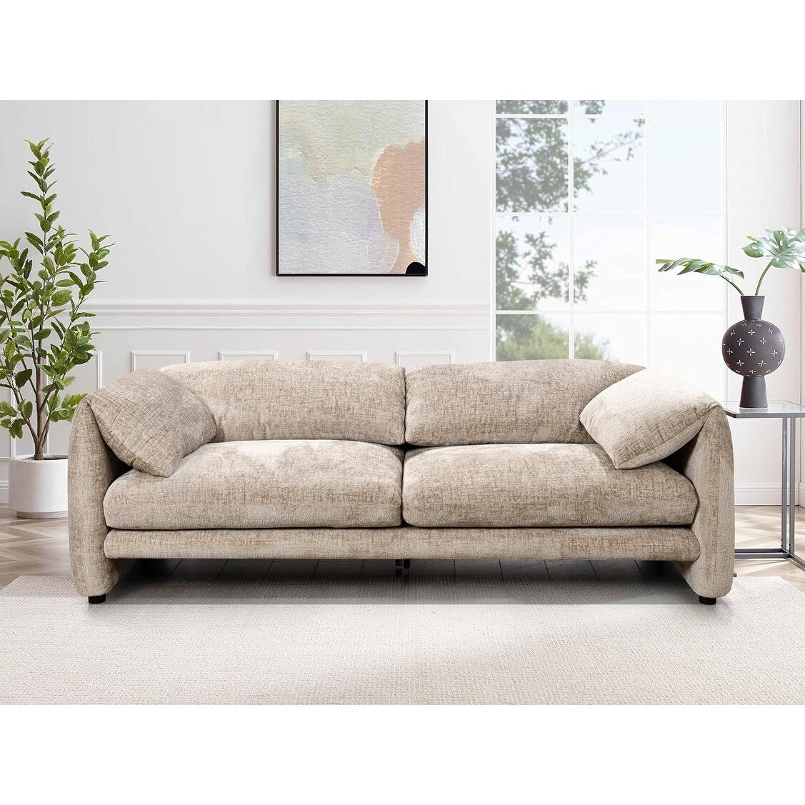 Roomfitters 87 3 Seater sofa with wide and comfortable armrest, High density sponge backrest & its plump cushions and soft