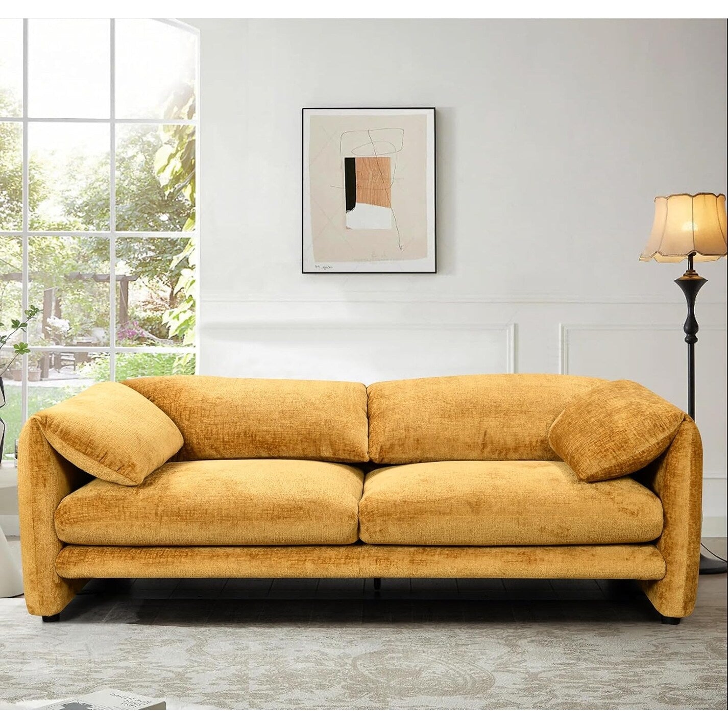 Roomfitters 87 3 Seater sofa with wide and comfortable armrest, High density sponge backrest & its plump cushions and soft