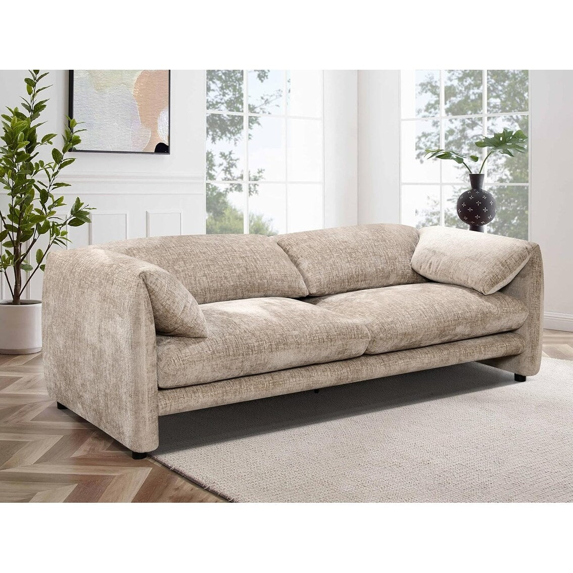 Roomfitters 87 3 Seater sofa with wide and comfortable armrest, High density sponge backrest & its plump cushions and soft