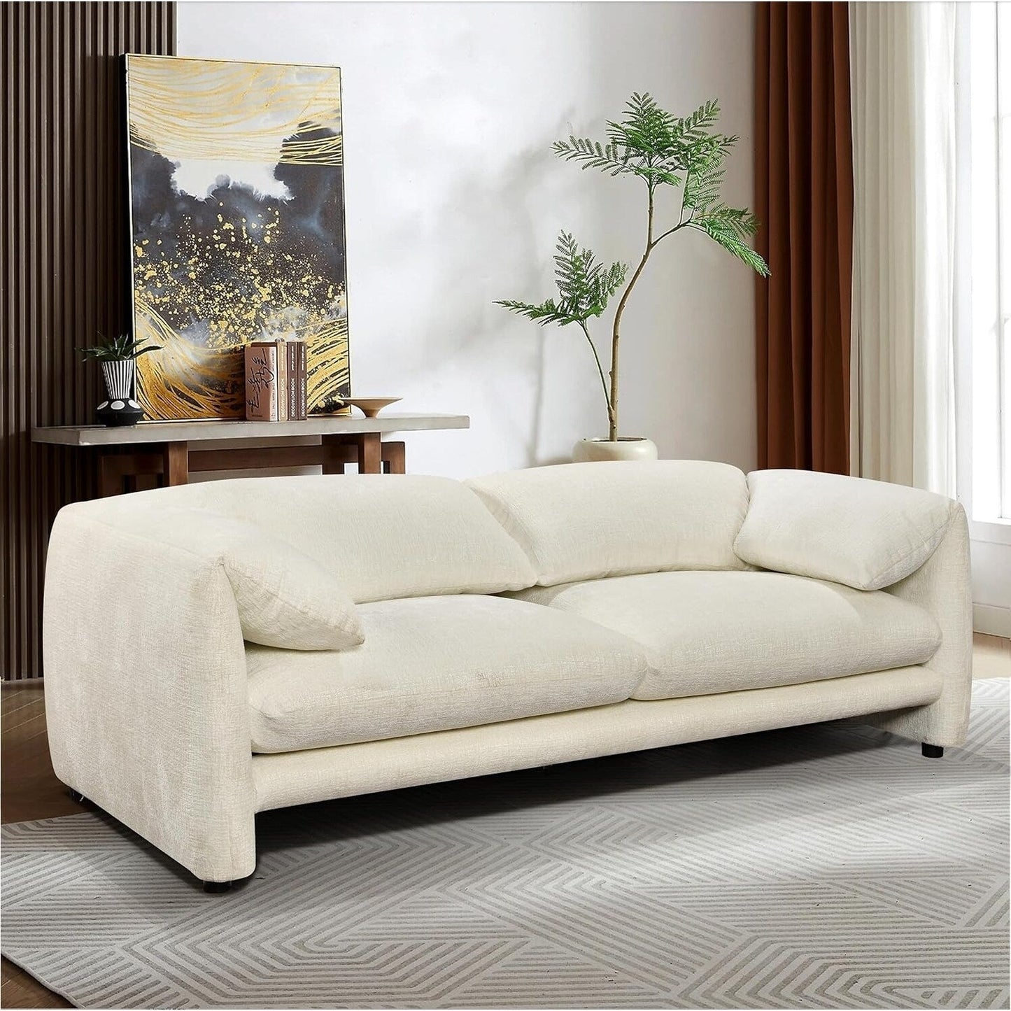 Roomfitters 87 3 Seater sofa with wide and comfortable armrest, High density sponge backrest & its plump cushions and soft