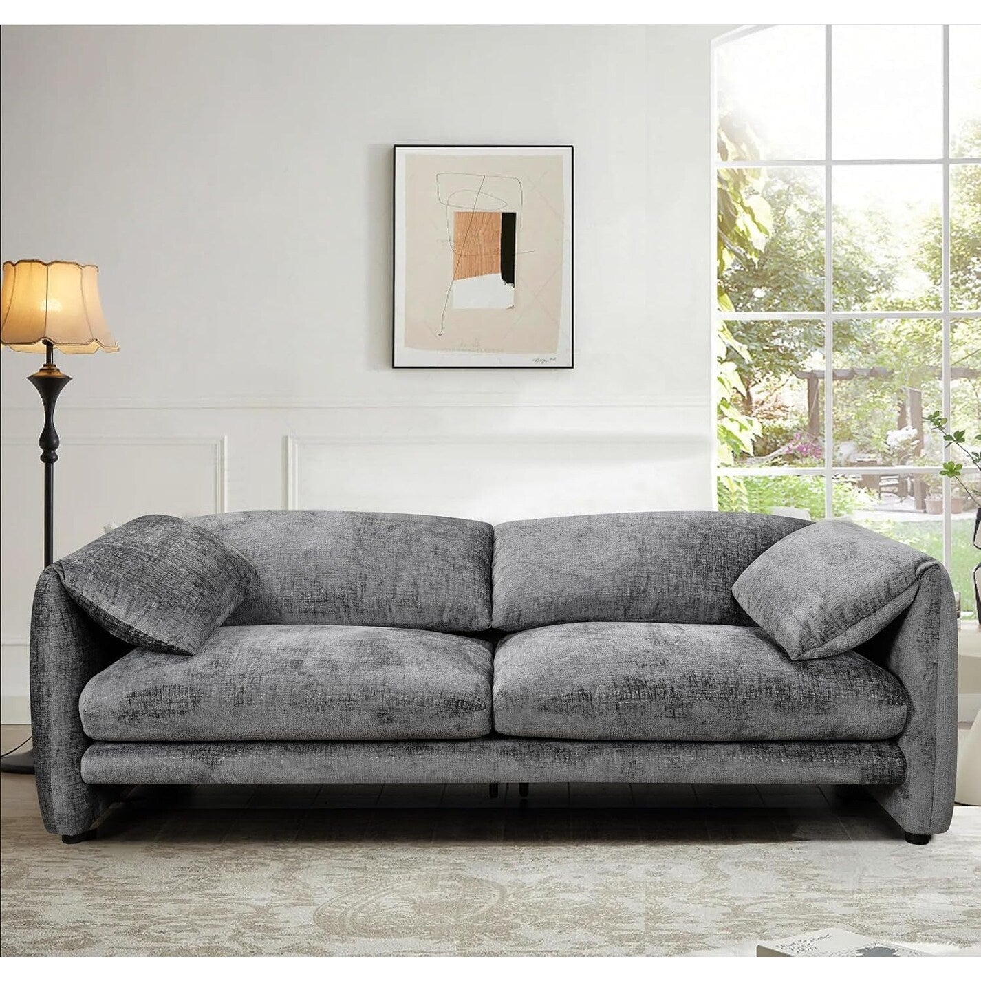 Roomfitters 87 3 Seater sofa with wide and comfortable armrest, High density sponge backrest & its plump cushions and soft