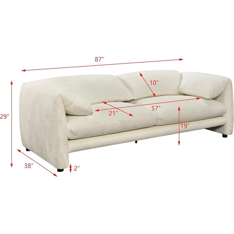 Roomfitters 87 3 Seater sofa with wide and comfortable armrest, High density sponge backrest & its plump cushions and soft